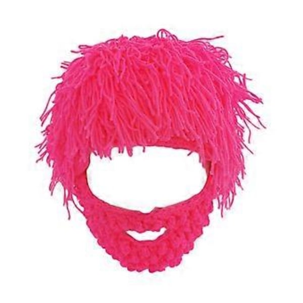 Stickad Mössa Stickad Beanieluva Casual Maskeradrekvisita Män Kvinnor Varm Huvudbonad Vinter Luddig Vintermössa för Semester Snowboardåkning (Mörkrosa L)