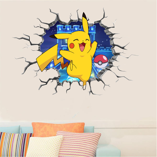 40*55cm Cartoon Anime Väggklistermärke Pikachu Klistermärke Pojke Sovrum