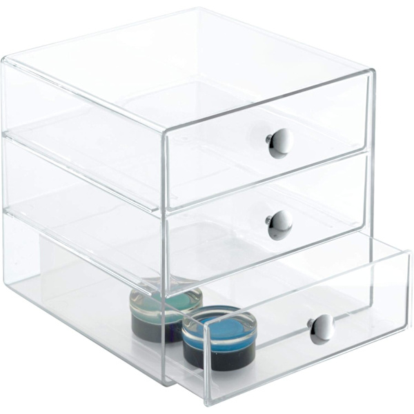 Gennemsigtig 3 skuffer, skuffe makeup organizer, plastik opbevaring b