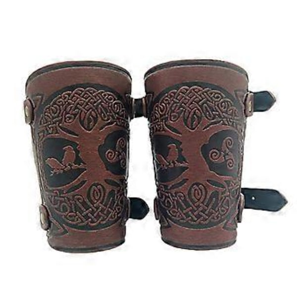 Präglade Riddararmskydd Medeltida Rustning Armskydd Vuxen Cosplay Fest Kostym Tillbehör Rollspel Renässans Handskar brun brown