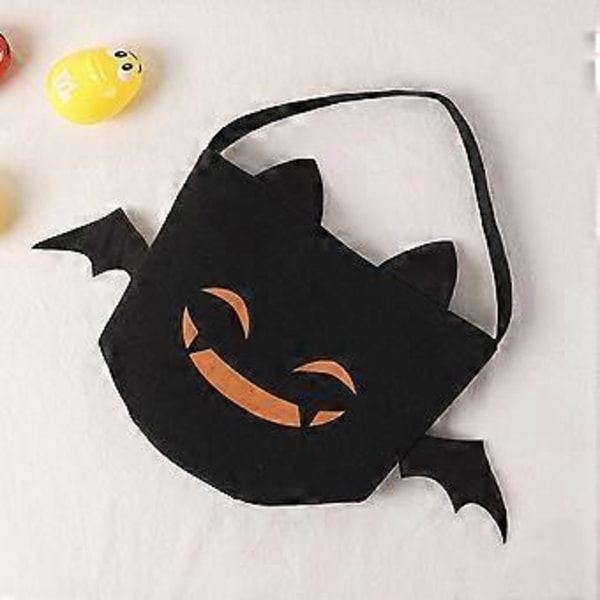 1 stk Halloween Bomullsgodteri Pose Veske Tote Bag med Håndtak for Barn Knask eller Knep