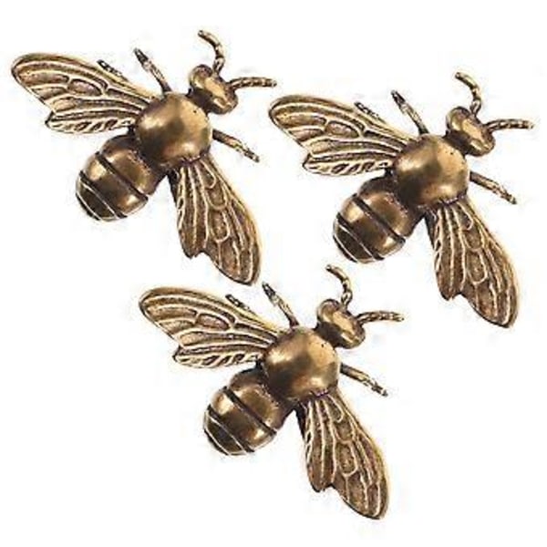 3 stk. Retro Messing Bi Statue Hjem Skrivebordsdekorasjon Liten Messing Bi-formet Figur