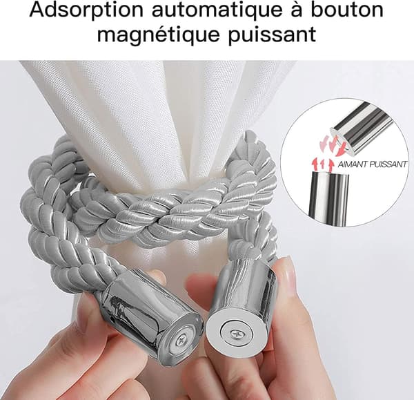 Sæt med 4 gardinbindere, magnetiske gardinbindere magnetisk BH