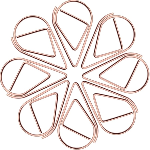 50 stk. rosegold papirclips, vanddråbeformede papirclips i metal