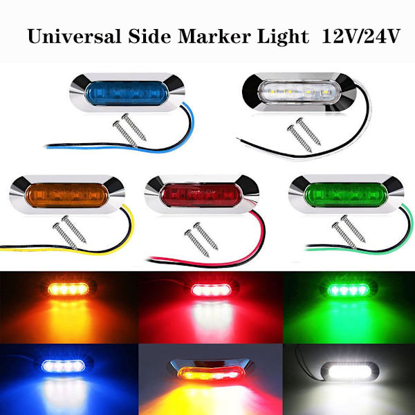 10 stk. 10 V-30 V 12V 24V 4 LED krombelagt bilramme LED sidelys bagpositionslys bil bus lastbil gul