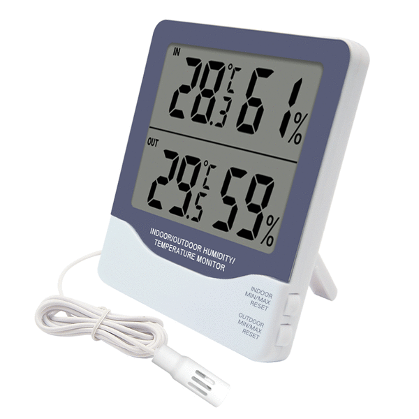 Digital termometer med stor display och inomhus- och utomhustemperaturvisning