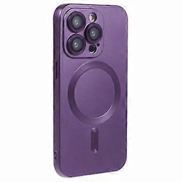 För iPhone 15 Pro TPU Skal Kompatibelt med MagSafe Gummibelagt Mobilskal med Linsskydd Style A