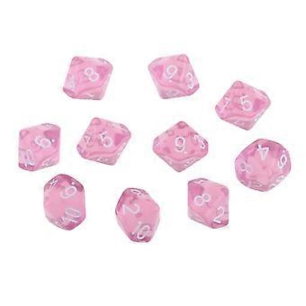 Muoviset 10 kpl 10-sivuiset D10 &D RPG Lautapeli Lelu DIY (Pinkki) Pink