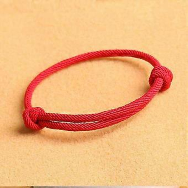 2 stk. Kabbalah Rød Snor Rødt Reb Tilbehør Håndlavede Simple Matchende Armbånd Lykkebringende Kabbalah Justerbart Armbånd