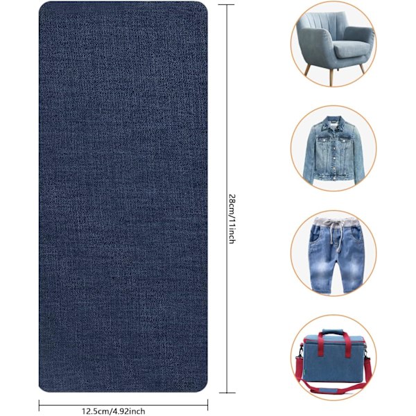 15 stycken strykjärnslappar, stort lappkit 28×12,5 cm, denim Fa