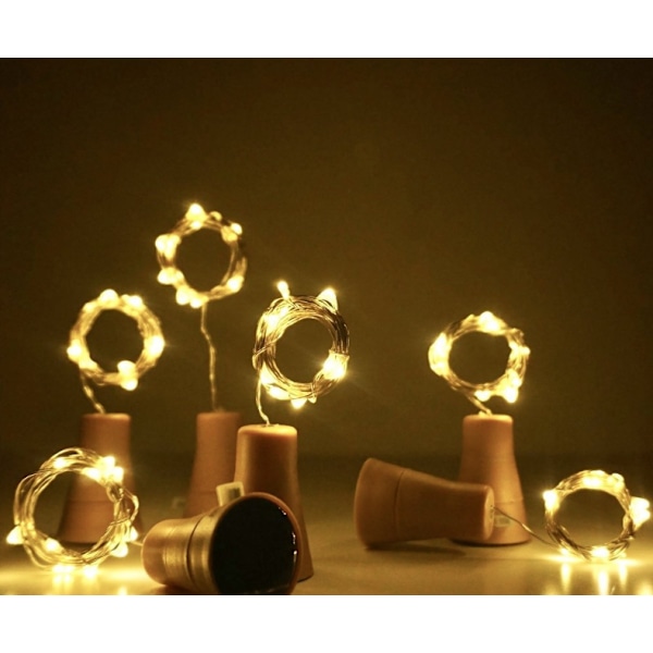 10LEDs Fe-flaske Lys med Kork, 10 stk Romantisk Varmt Hvidt L