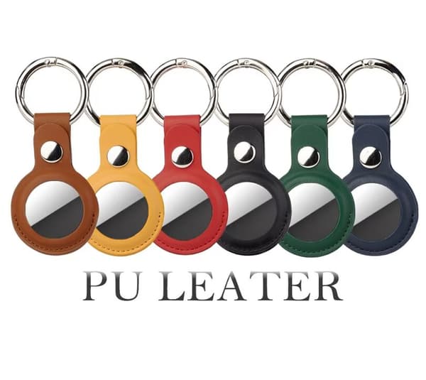 6PCS Airtag Holder Læder Nøglering Etui Tilbehør AirTag - Pro
