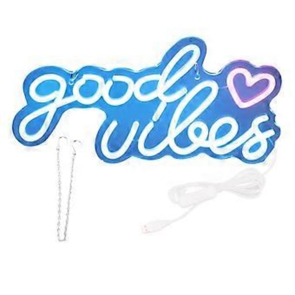 Neonkyltti Good Vibes LED-valo Akryyli USB-virtalähde Seinälle ripustettava neonseinäkoriste baariin, juhliin, häihin, makuuhuoneeseen