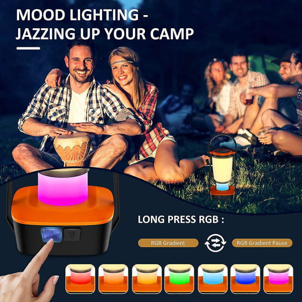 Utomhussolljus, 7 färger Rgb uppladdningsbara campinglyktor