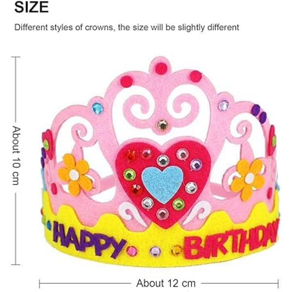 Barnekroner til håndverk, 4 stk., prinsessetiara, diadem, håndverksutstyr