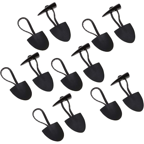 6 Par Leather Knapper Horn Toggle Duffle Knapper til Frakke Kaffe