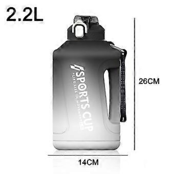 2,3L Halv Gallon Vattenflaska med Sugrör och Tidsmarkering