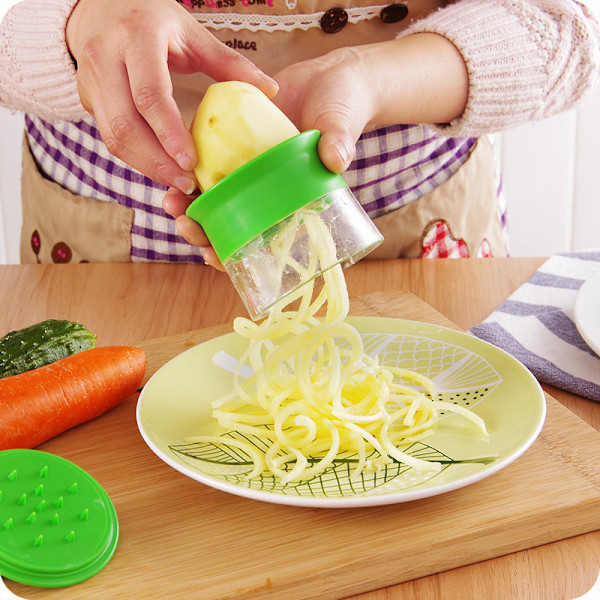Manuaalinen 1-teräinen vihannesleikkuri Spiralizer - Manuaalinen vihannes-spagettileikkuri - Vihreä