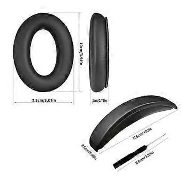 Mukava korvatyyny-pääpantapehmuste QC35 QC35II QC45 QCSE -kuulokkeille, täydellinen kotiin, toimistoon ja matkoille, tummanharmaa dark gray