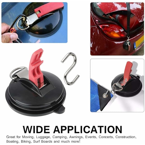 2-pack multifunktionella sugkoppar med 4 S-krokar, kraftig bilspännare, inga repor, multifunktionella sugkoppar för camping, bilfästning, tält, bagage, presenningar