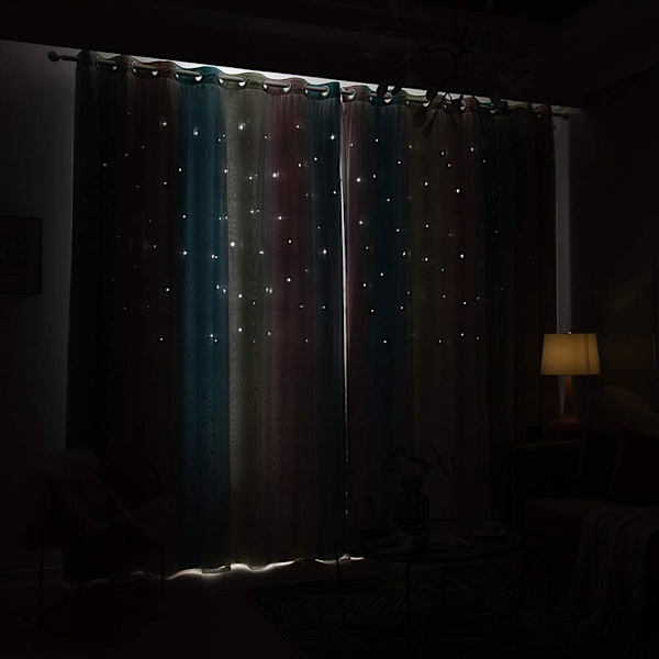 1 Panel Stjärn Gardiner Stjärn Mörkläggningsgardin för Barn Flickor Sovrum