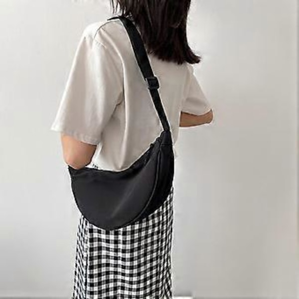 Fashion Canvas Skuldertaske Brysttaske Casual til Fest Studerende Udendørs Hvid Sort Black