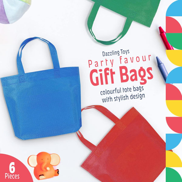Färgglada presentpåsar i nylon, återanvändbara kassar, lätta och hållbara, 6-pack, tvättbara, hopfällbara, av non-woven canvas