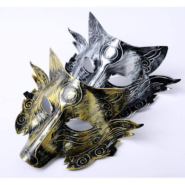 2 stk. Ulvehodemaske i Masquerade-stil - Varulvmaske - Halloween Cosplay