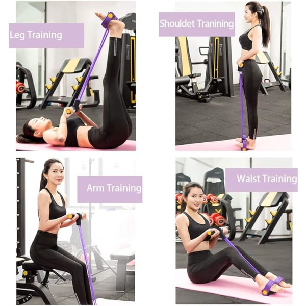 6-rörs elastiskt yogapedalspänningsbälte spänningsrep fitnessmaskin lila
