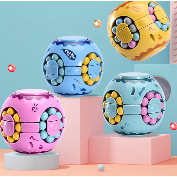 Blå Fingertip Cube Roterande Magisk Böna Stressavlastning Pussel Edu