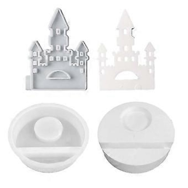 Silikonformer Betong Snøhus Lysestaker Resin Former Slott Hus Lysholder Former DIY Støpeform 2 Style A 2