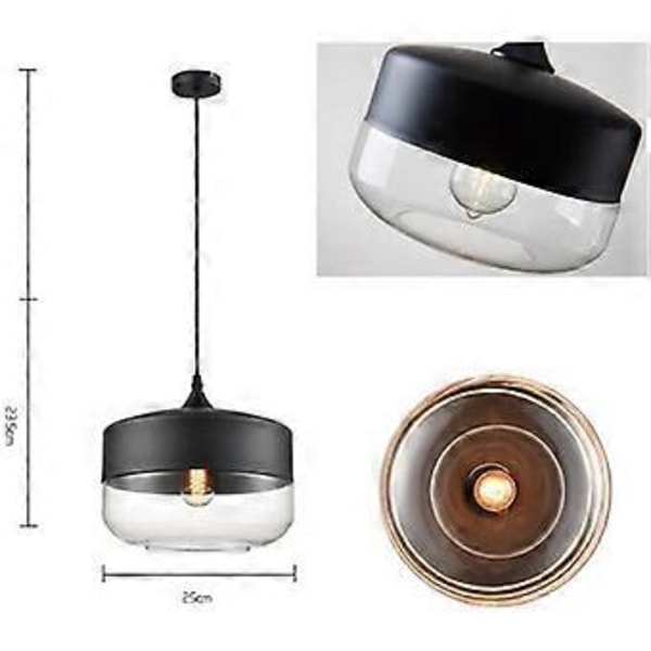 Pendeldesign Retro Vintage Moderne Transparent, Lysekrone Glasskjerm Justerbar Ledning Lampe Spisestue Soverom Sa