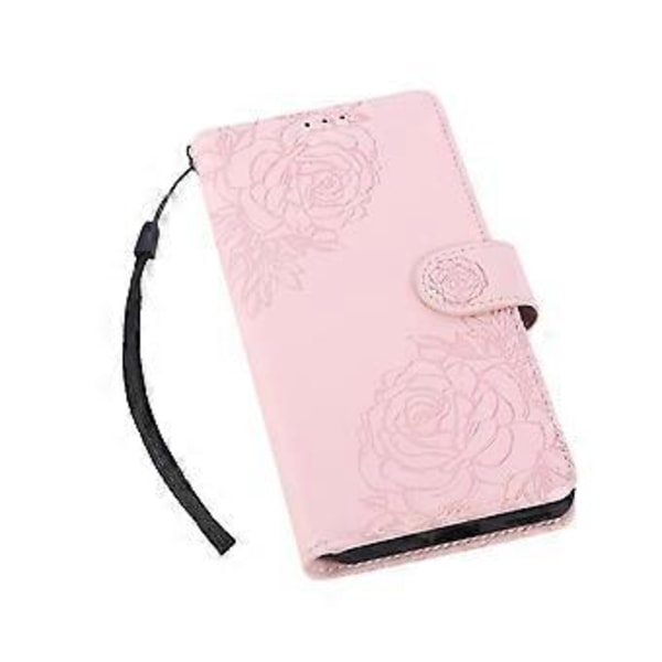 För Samsung Galaxy A06 4G Fodral Rosblomma PU Läder Plånbok Telefonfodral med 3 Kortfack Rose Gold