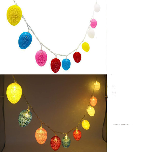Farverige ægformede fe-lys, 3M 20 LED USB-lyssnor