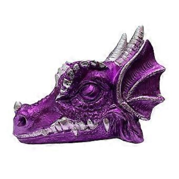 Dragehode Statue Krystallkule Stativ Skulptur Håndverk Dekor Feng Shui Kulebase for Hyller Nattbord Lettvekt (Lilla) Purple