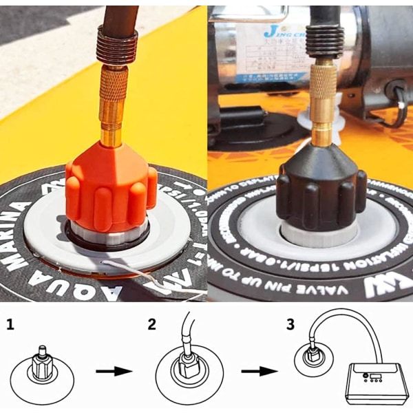 2 stk oransje pumpe adapter svart kajakk adapter båtpumpe adapter Ka