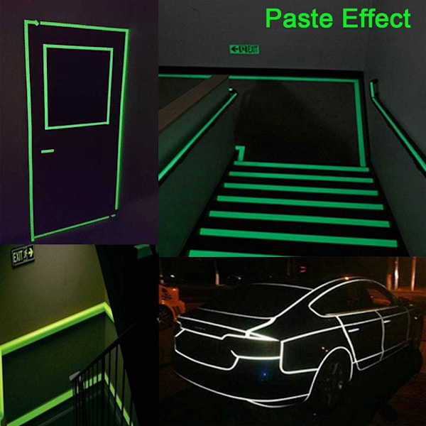 9m x 2cm Premium Grønn Fluorescerende Tape, Lysende Tape, Fosfor
