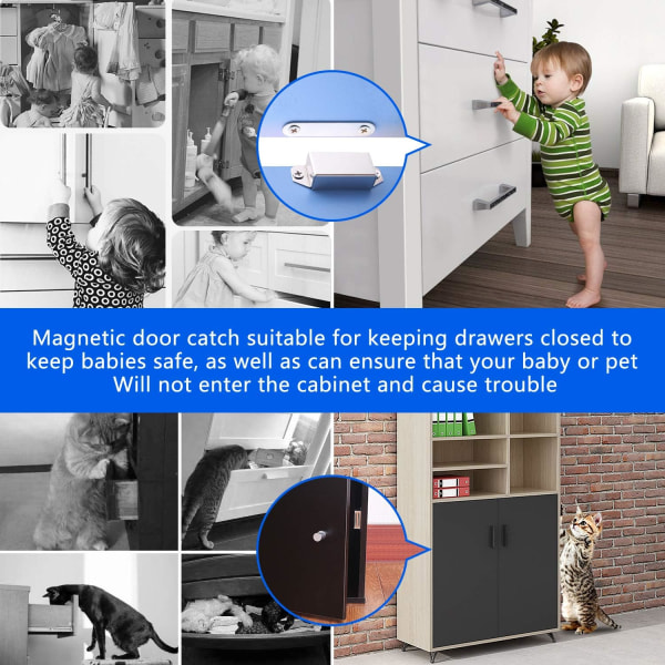 Magneettiset lukot Magneetit, 10 kg:n magneettinen ovenpysäytin ja 32 ruuvia,