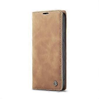 För iPhone 16e Plånboksfodral CASEME 013 Serie PU Läder Telefonskal Ställ Brown