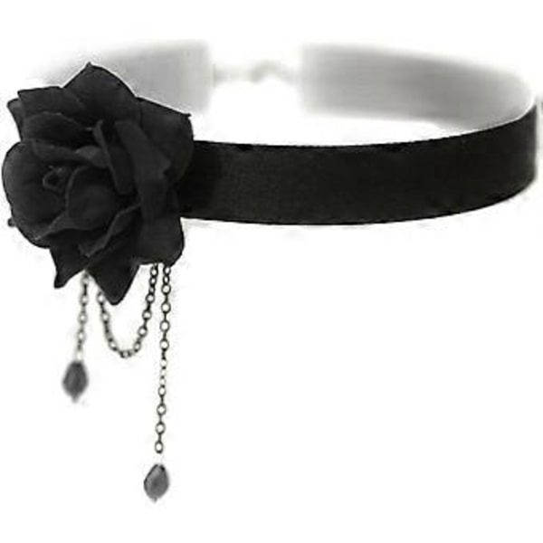 Elegantti Retro Ruusu Kukka Solisluuketju Kaulakoru Goottilainen Lolita Musta Pitsi Kaulus Choker Koriste Hää Halloween Asusteet