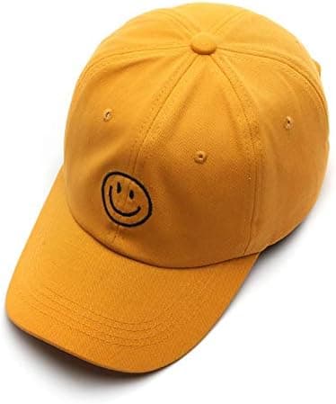 Basebollkeps Dam Herr Bomull med Broderat Smiley-ansikte, Hatt Wo
