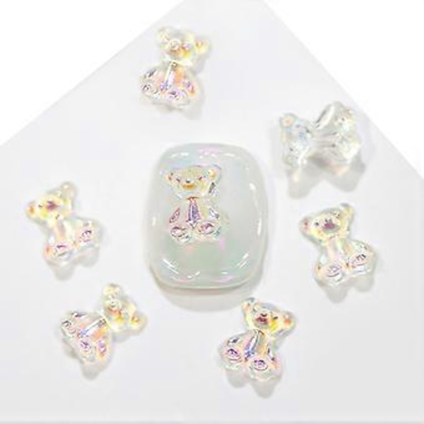 20 st Björn Nagelkonst Dekorationer 3D Blandade Färgglada Björn Nagelkonst Harts Söta Björn Strass Nagelkonst Designad för Kvinnor H18020