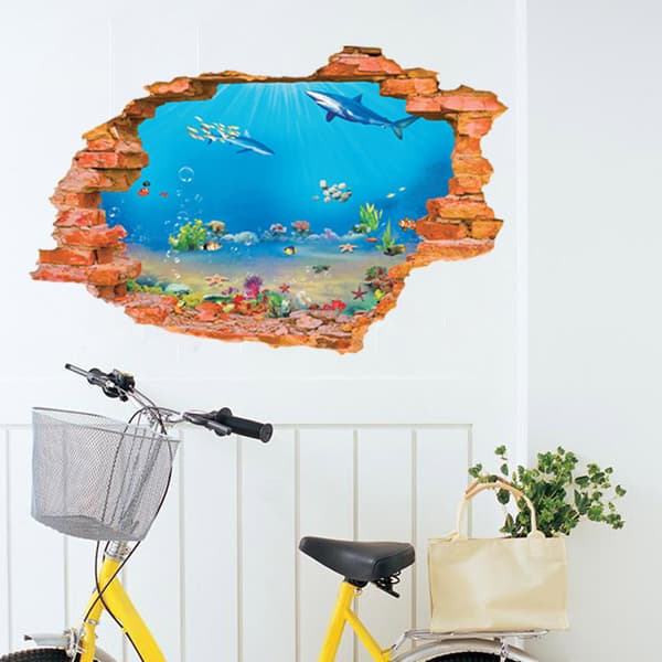 3D Selvklæbende Aftagelig (8001I Akvarium (23.6\" X 35.4\")) Brud