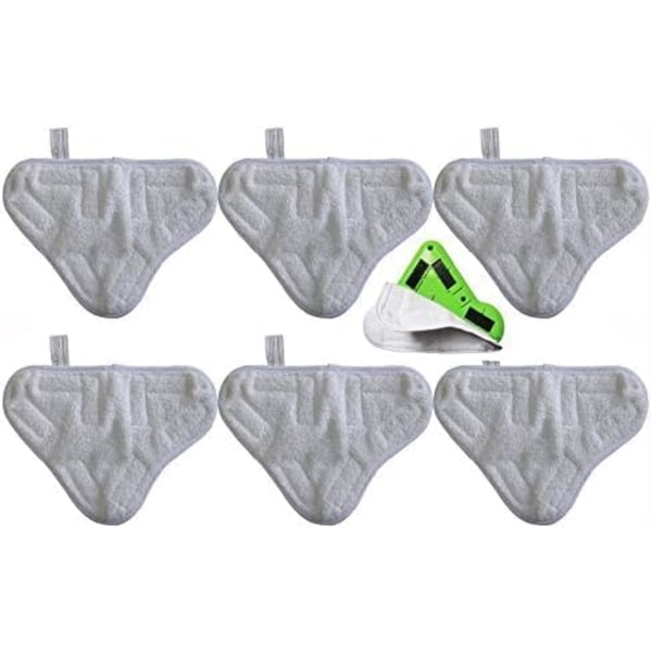 6 tvättbara mikrofiber-velcro-dukar för ångmopp, tvättbart överdrag