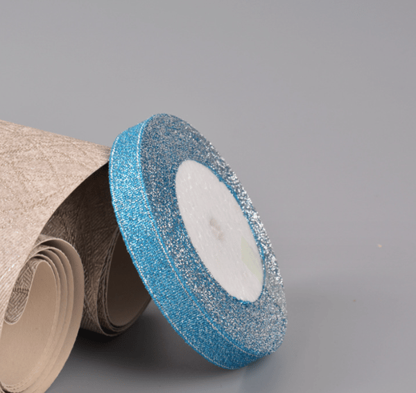 3-pack, 1,2 cm julguld band med glittrande organza-kant