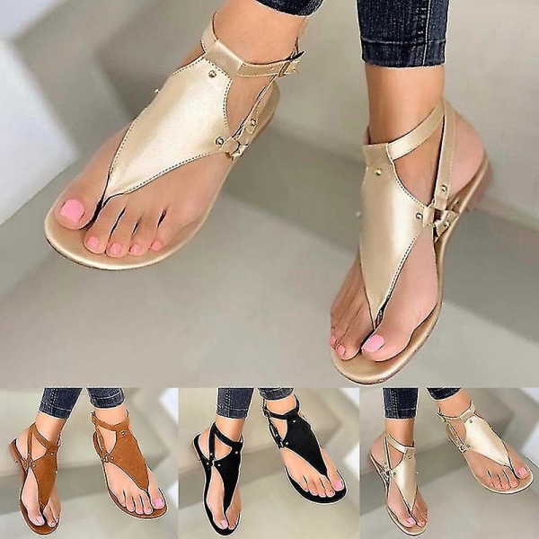 Dam Sandaler 2023 Sommar Utomhus Strand Flip-flop Sandaler Solid Fashion Gladiator Sandaler Kvinnor Flats Casual Damskor.38.M221297D