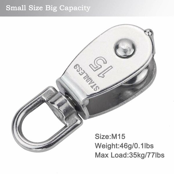 M15 304 Rustfrit Stål Enkelt Talje, 15MM Enkelt Talje Blok R