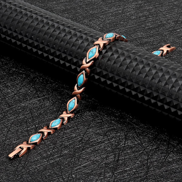 Turkos Rent Koppar Armband Dam Behandling Magnetisk Terapi