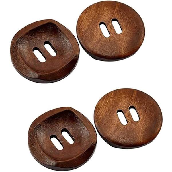 25 Runde Brune Tretre Knapper 30mm med 2 Hull (30mm-25Pcs)