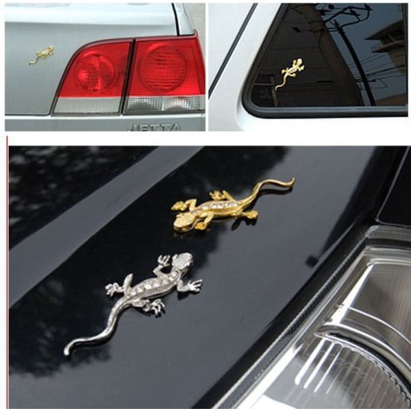 Sett med 2 stk Metall Gecko Dekal 3D Bilsticker Dyre Bilsticker (8
